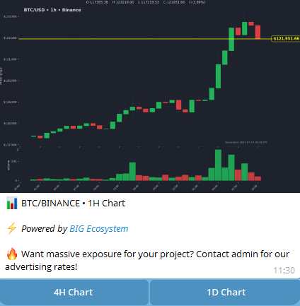 command result showing professional chart with timeframe selection buttons